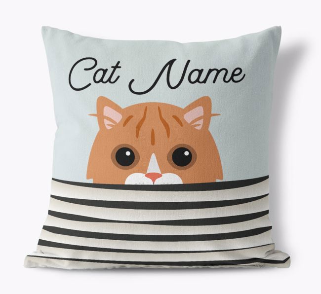 Peeking Cat: Personalised {breedCommonName} Canvas Cushion